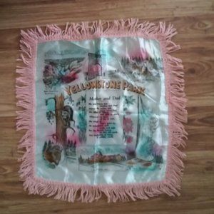 Vintage Yellowstone Park Pillow Case 17 1/2" x 15 1/2" Plus Fringe is 2"